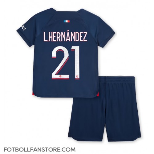 Paris Saint-Germain Lucas Hernandez #21 Barnkläder Hemma matchtröja till baby 2023-24 Kortärmad (+ Korta byxor) Billigt